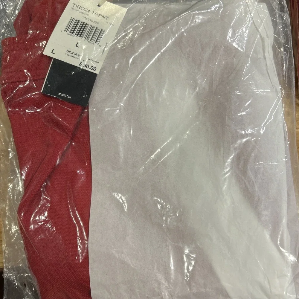 Adidas Tiro 24 Track Pants Mens Large Red White Stripe Tapered Zip IV7264 NWT